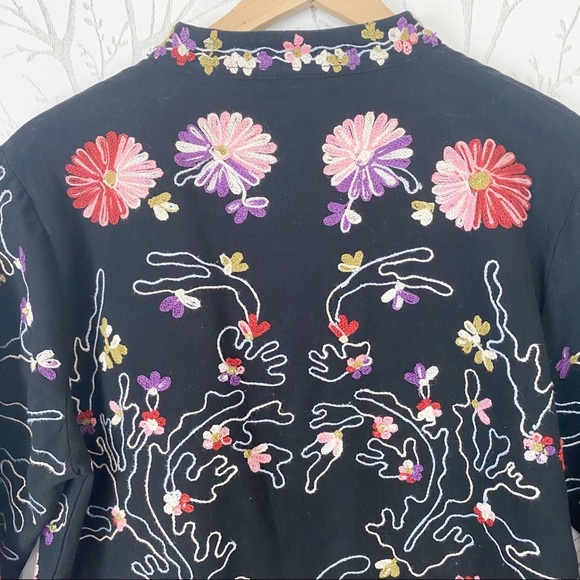 VINTAGE 90’s TAKE TWO Black Heavily Embroidered Jacket Blazer Medium 100% Cotton - Picture 6 of 14